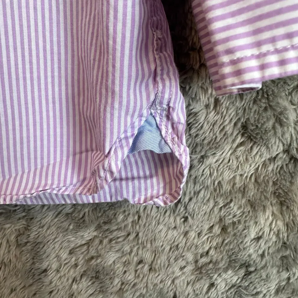 Crewcuts Purple Striped Light Weight Button Down Shirt Boys 4 5 4T 5T